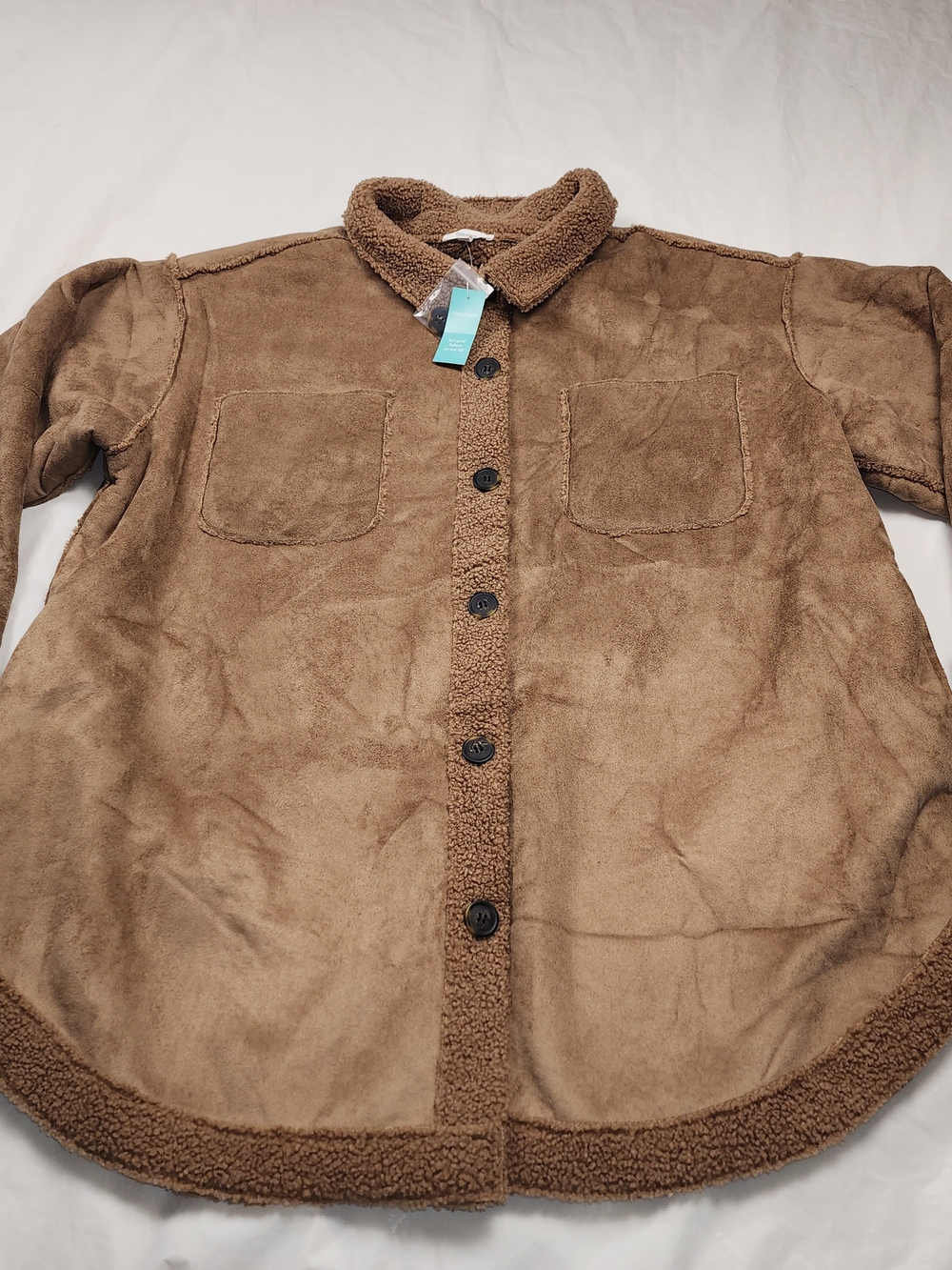 Maurices Women's Brown Faux Fur Suede Sherpa-trimmed Shacket Size 2xlarge New!!!